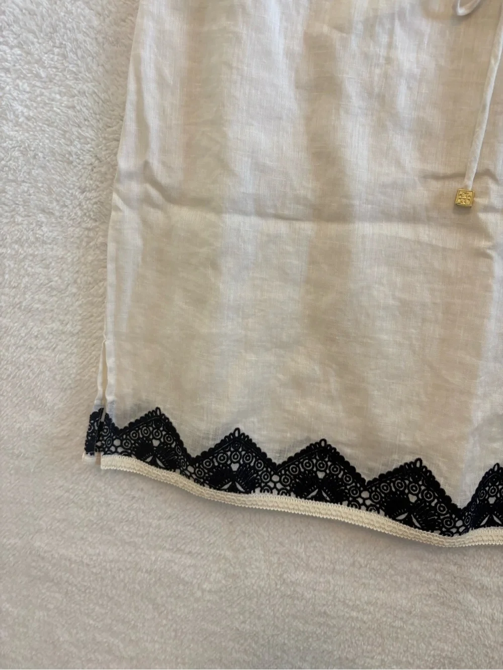 Tory Burch Margherita Sleeveless Linen Tunic Coverup Dress Embroidered Medium